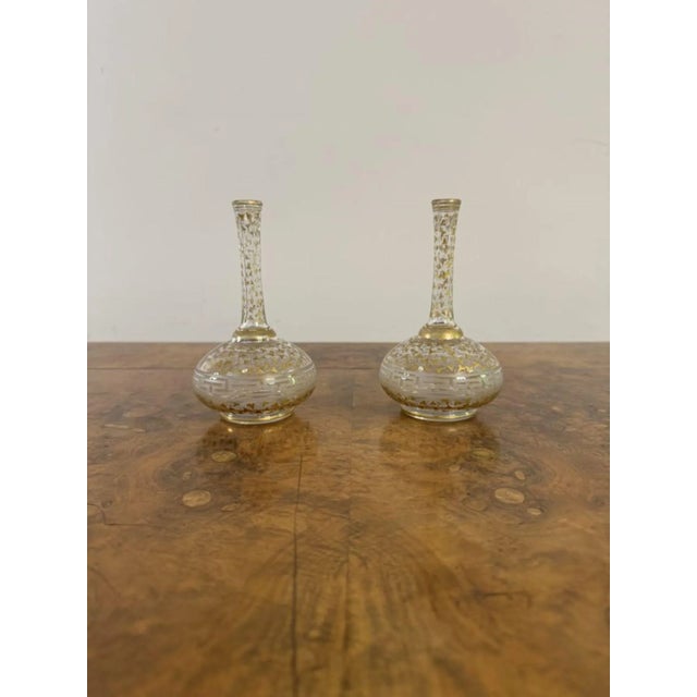 Antique French Gilt Decorated Bottles, 1900, Set of 2 For Sale - Image 4 of 6