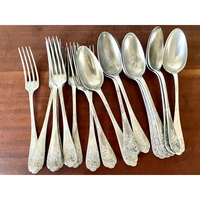 Antique Silver Plated Cutlery, Set of 18 For Sale - Image 9 of 9