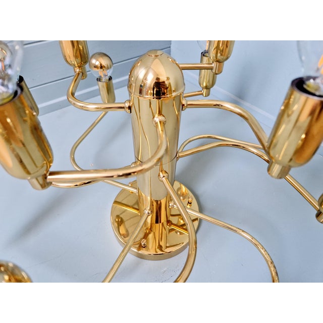 Gold Large Vintage Brass Chandelier, 1970s For Sale - Image 8 of 15