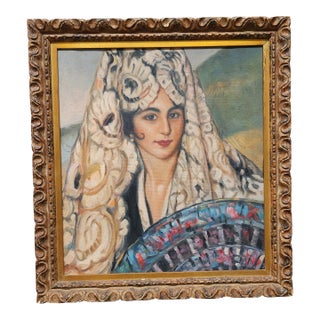Portrait of a Senorita, Oil on Canvas Paintng For Sale