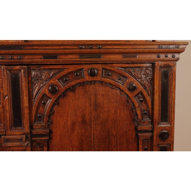 Antique Dutch Four-Door Buffet in Oak and Ebony, 1600s For Sale - Image 12 of 15