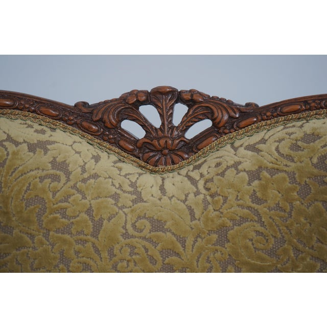 1960s Pair French Louis XV Wide Seat Swan Carved Frame Occasional Chairs For Sale - Image 5 of 18