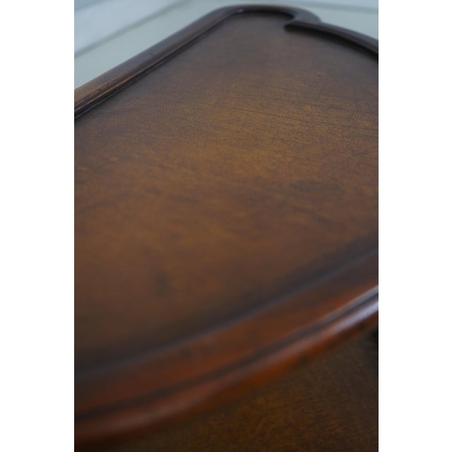 Theodore Alexander Theodore Alexander Leather Top 2 Tier Mahogany Triangle Table For Sale - Image 4 of 12
