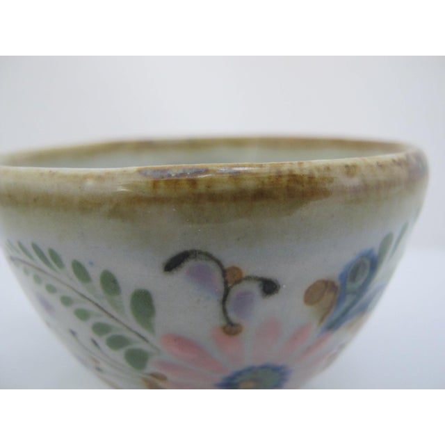 Blue Ken Edwards El Palomar Flower Tonala Mexico Folk Art Stoneware Cup & Saucer For Sale - Image 8 of 13