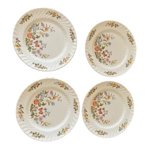 Late 19th Century Aynsley Cottage Garden Swirl Fine Bone China Salad Plates, Made in England- Set of 4