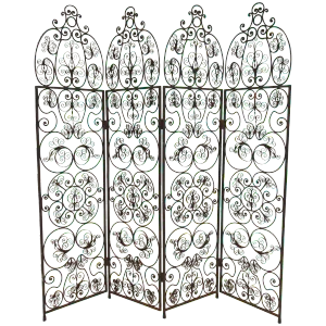 1960s Iron Scrolled Folding Screen