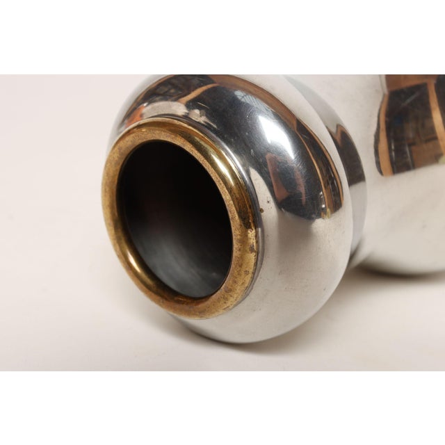 Metal Swedish Art Deco Pewter and Brass Pear Vase by Björn Trägårdh for Svenskt Tenn For Sale - Image 7 of 14