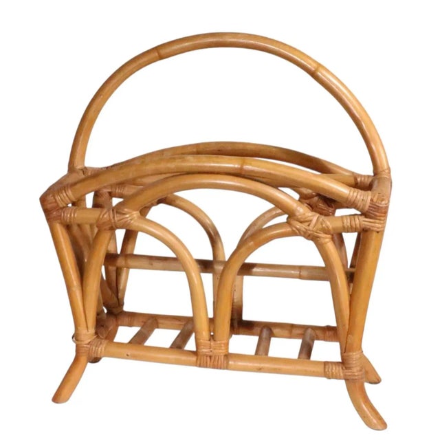 Tropi-cal Mid 20th Century Bamboo Magazine Rack For Sale - Image 4 of 10