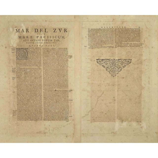 Mare Pacificum is an antique map realized in 1650 by Johannes Janssonius (1588-1664). The Map is Hand-colored etching,...