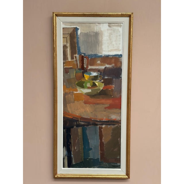 Original Swedish Oil on Canvas – “Still Life” by Ingvar Hällgren – Signed – Vintage & Framed – 89 × 42 cm (35" × 16.5")...