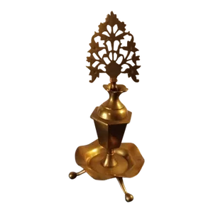 1980s Solid Brass Ornate Vanity Perfume Kohl Holder