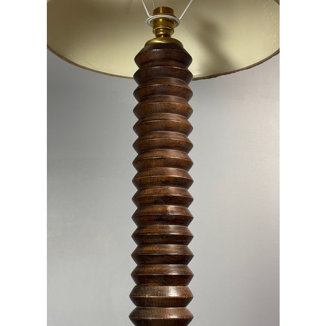 1950s Mid-Century French Brutalist Modernist Turned Wood Floor Lamp in the style of Charles Dudouyt, 1950s For Sale - Image 5 of 16