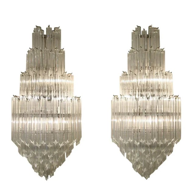 Large Quadriedri Glass Murano Sconces from Venini, 1960s, Set of 2 For Sale - Image 6 of 7