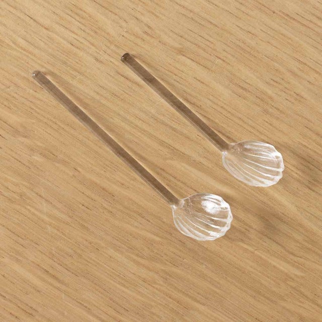 1950s French Daum Crystal Fleur Salt Cellars With Shell Spoons, Signed For Sale - Image 12 of 15