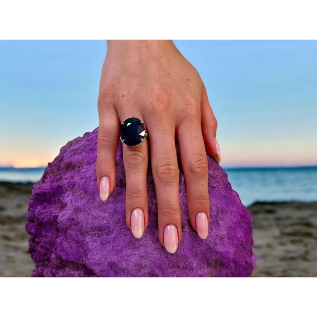 Natural Finely Faceted Quality Solitaire Composite Sapphire Ring 6.5 14k W Gold 16.63 TCW Certified $3,950 310544 This is...
