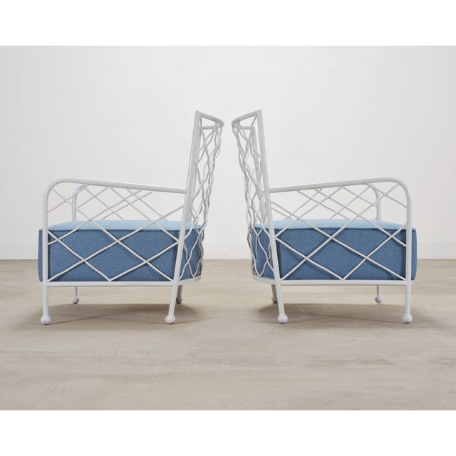 Jean Royère Pair of Midcentury French Iron Lounge Chairs After Royere For Sale - Image 4 of 18