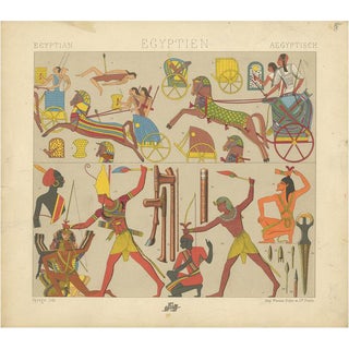 Racinet, Egyptian Battle Scenes, 1880, Paper For Sale