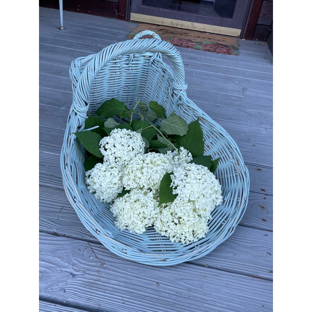 Vintage Large Wicker Gathering Harvest Basket For Sale - Image 11 of 12