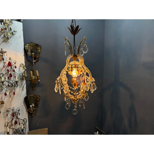 Glass Crystal Maria Teresa Light Pendant, 1950s For Sale - Image 7 of 12