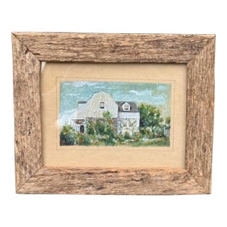 Framed 1920s w.c. Vincent Watercolor Painting Cape Cod House Rustic Frame For Sale