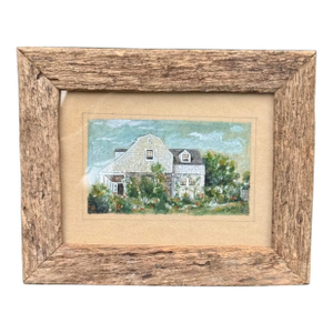 Framed 1920s w.c. Vincent Watercolor Painting Cape Cod House Rustic Frame