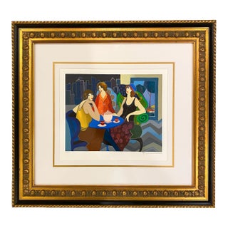 Itzchak Tarkay (1935-2012) Limited Edition Hand Signed Serigraph "On the Terrace" For Sale