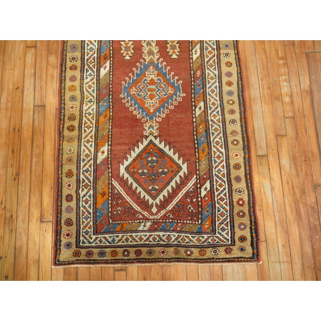 Antique Zabihi Collection Tribal Geometric Persian Runner - 3'4" x 13'2" For Sale In New York - Image 6 of 10
