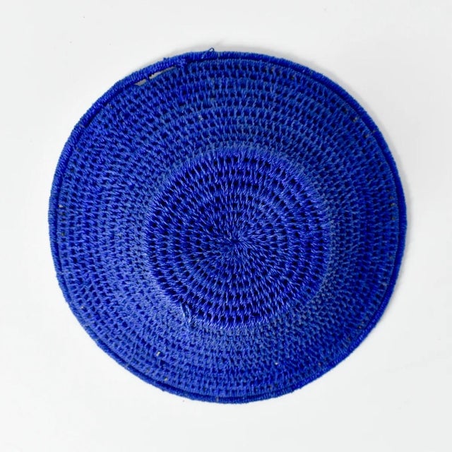 Textile Early 20th Century Sisal Handwoven Blue Basket Eswatini 6inch For Sale - Image 7 of 8