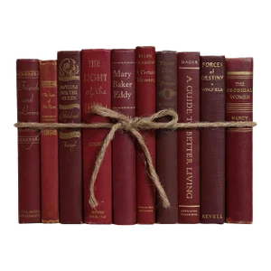 Decorative Books - Vintage Bordeaux Book Bundle - 1 Foot of Red Books