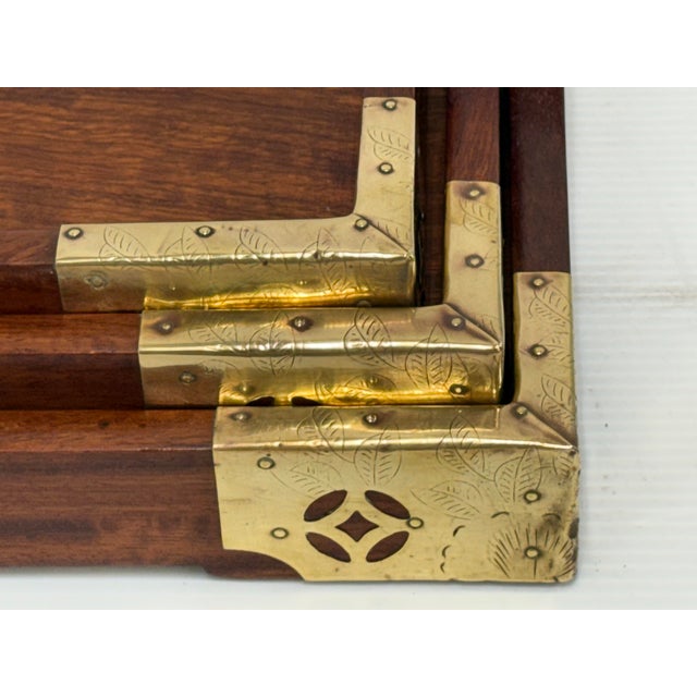 Brown Brass + Rosewood Nesting Trays, Set of Three For Sale - Image 8 of 12