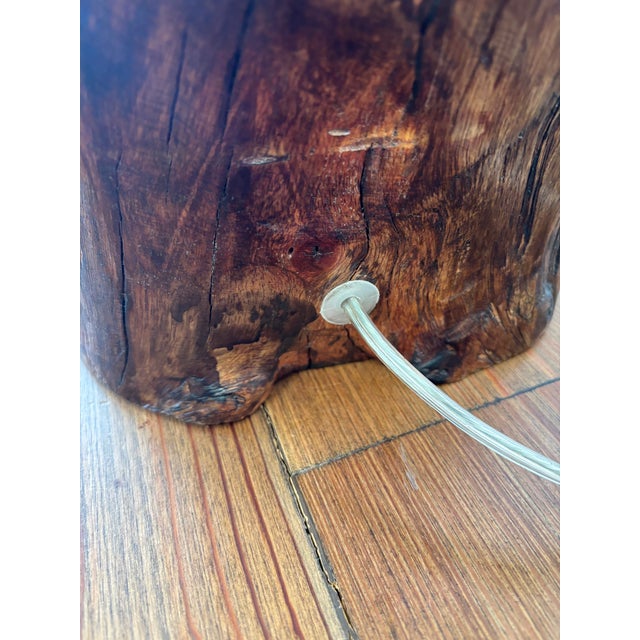 Wood Designer Silvered Timber Log Table Lamp - Solid Wood For Sale - Image 7 of 7