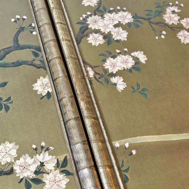 20th Century Quadriptych Japanese Framed Wallpaper Panels For Sale - Image 6 of 12