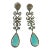 Vintage Sterling Silver and Marcasite Earrings With Turquoise Stone 2.75" Long For Sale
