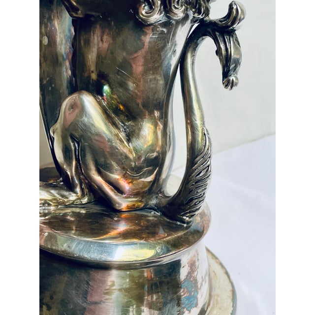 19th C English Silver Plate Figural Crown Lion Shield Ink Well Inkwell Holder For Sale - Image 9 of 12