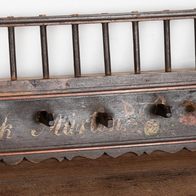 19th Century Original Painted Hanging Rack With Hooks For Sale - Image 4 of 6