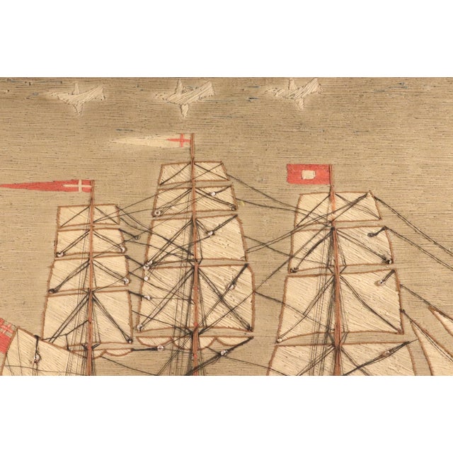 Wood Large British Sailor's Woolwork of a Merchant Ship For Sale - Image 7 of 10