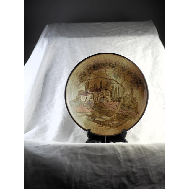 Mid-Century Paulet French Landscape Olive Fruit Bowl / Plate For Sale - Image 4 of 13