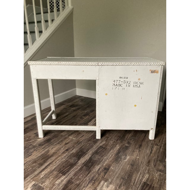 Wood 20th C Henry Link for Lexington White Wicker Desk For Sale - Image 7 of 11