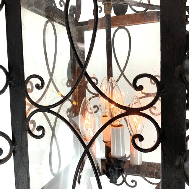 Vintage Forged Iron Itakian Lantern For Sale - Image 4 of 8