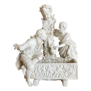 Cupid's Fountain Galante Scene in Biscuit Porcelain For Sale