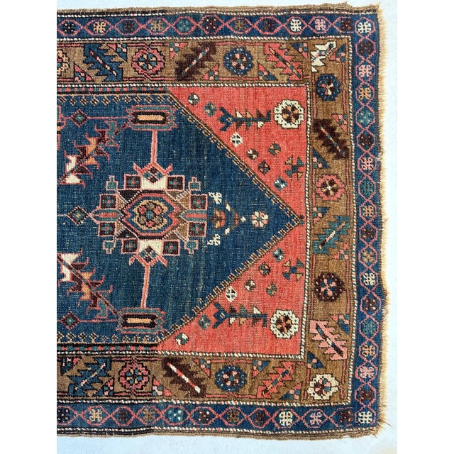 Persian Antique NW Persian Bakshayesh Runner Coral Wool Foundation Rug 3.2 x 7.10 For Sale - Image 3 of 7