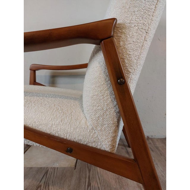 Set of Mid-Century Armchairs in Beech and Bouclé Cream Fabric by Jiroutek for Interior Praha, Czech, 1960s For Sale - Image 12 of 15