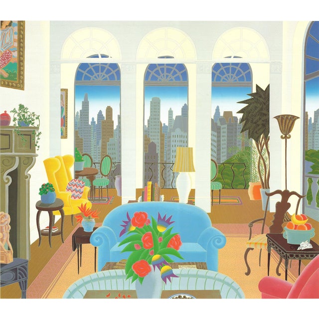 Artist: Thomas McKnight Title: Blue Couch Year: 1985 Signed: No Medium: Offset Lithograph Paper Size: 26 x 27 inches ( 66...