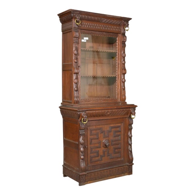 Antique French Hunt Cupboard Bookcase For Sale