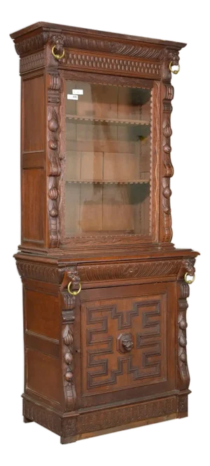 Antique French Hunt Cupboard Bookcase
