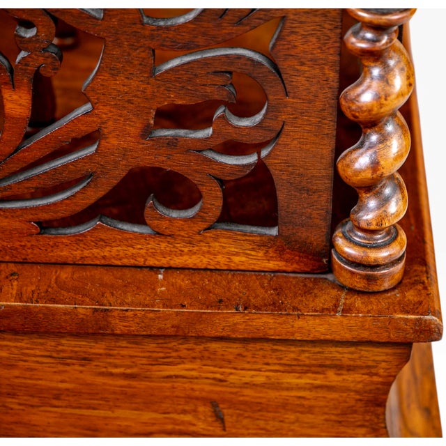 Antique English Victorian Pierced Burl Walnut Music Canterbury For Sale - Image 9 of 11