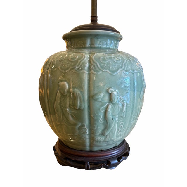 Vintage Chinese Celadon Lamps - Pair For Sale In Phoenix - Image 6 of 6