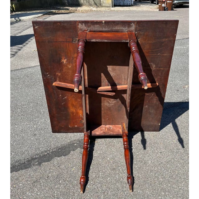 Burnt Orange 19th Century American Cherrywood Drop-Leaf Table For Sale - Image 8 of 11
