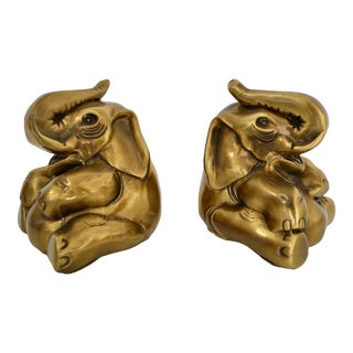 1960's Hollywood Regency Solid Brass Bookends - a Pair For Sale