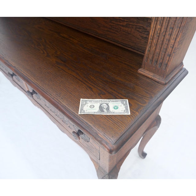 Arts & Crafts Fine Solid Carved Oak 3 Dove Tail Drawer Server Cupboard Credenza Sideboard MINT For Sale - Image 3 of 18